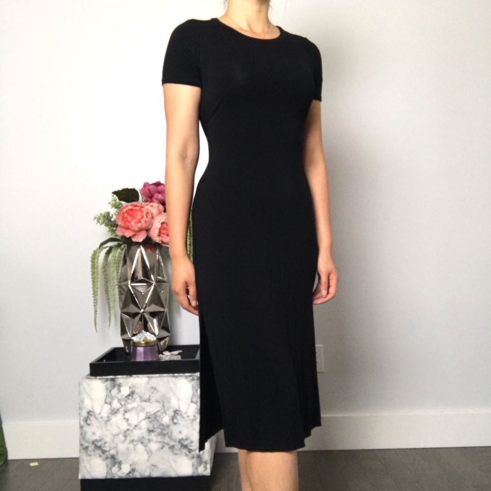 Long black high Slit dress